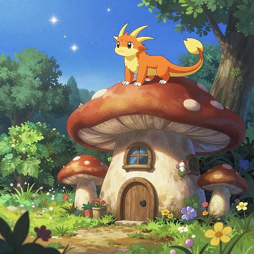 Anime Starlight Salamander in Mushroom House