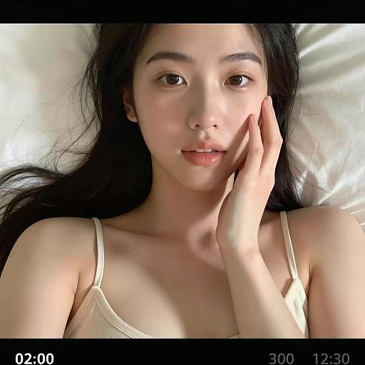 Close-up of Light-Skinned Woman Lying on Pillow