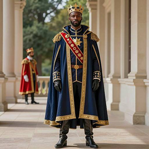 Regal Black Man in Detailed Royal Attire