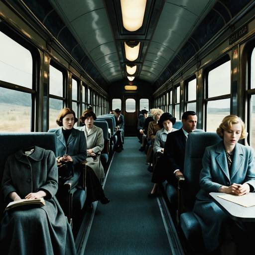 Vintage Train Interior with Passengers
