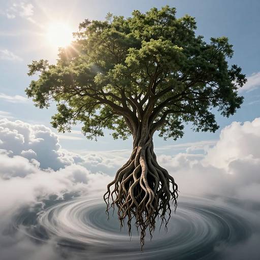 Surreal Gravity-Defying Giant Tree