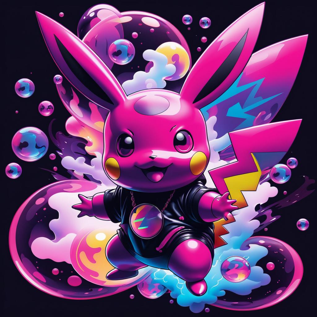 Psychedelic Fuchsia Pikachu Branding Design