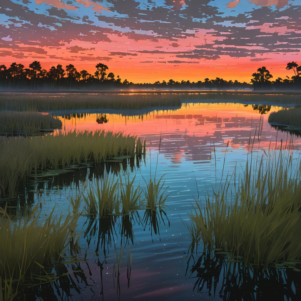 Twilight Serenity in Marshy Wetlands