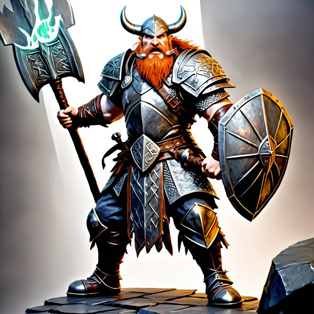 Dwarven Fighter with Hammer Illustration