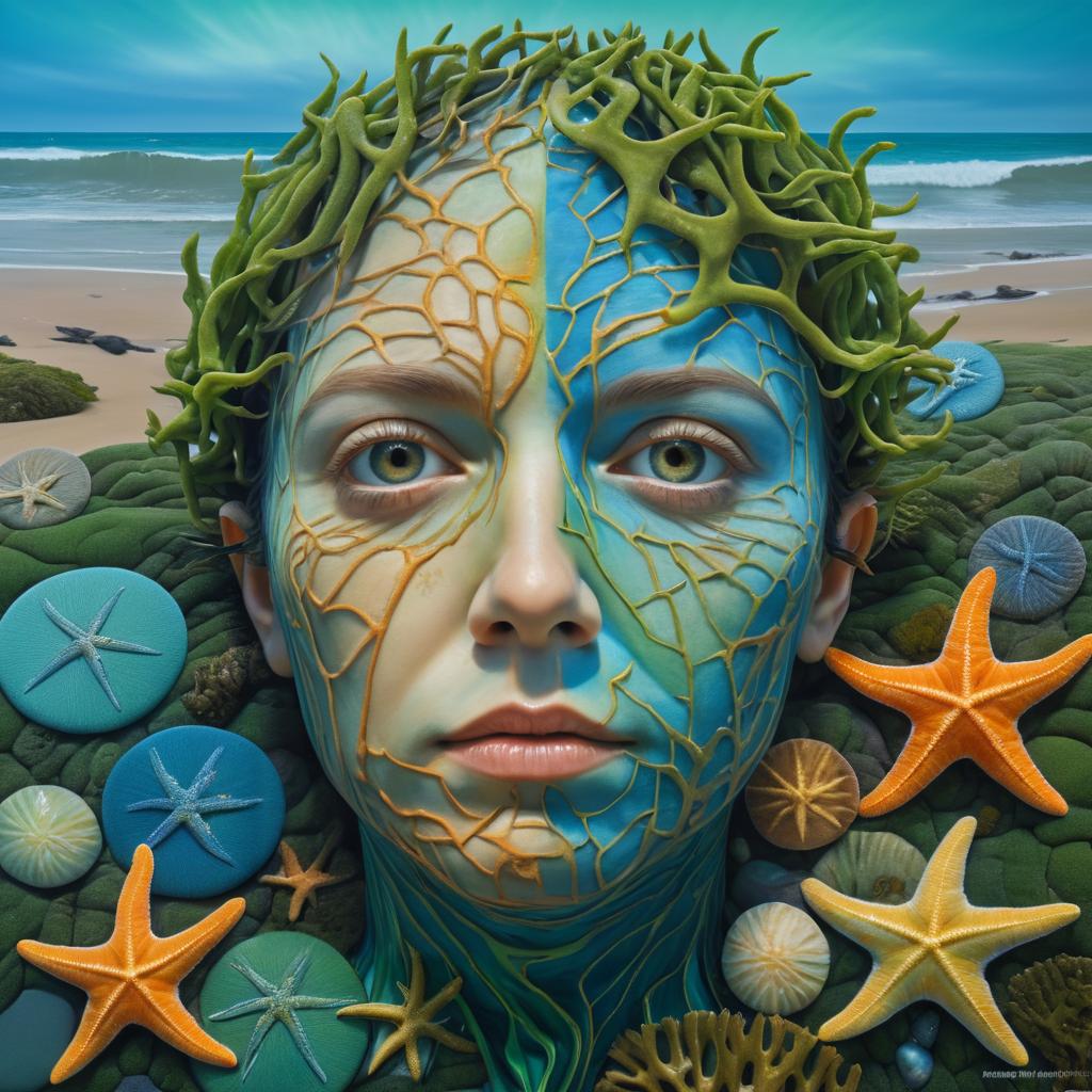 Surreal Anatomical Face with Marine Elements