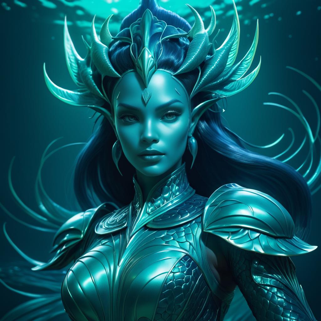 Elegant Retro Merfolk Portrait Artwork