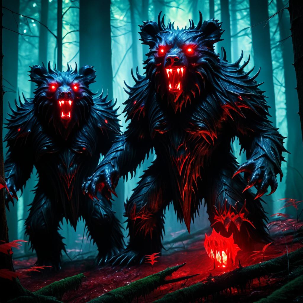 Vibrant Nightmare Bears in Dark Fantasy