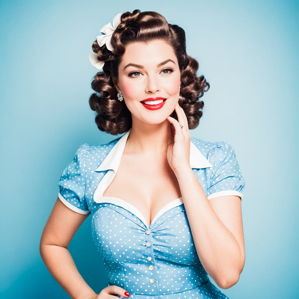 Vintage Cheerful Pin-Up Model Photoshoot