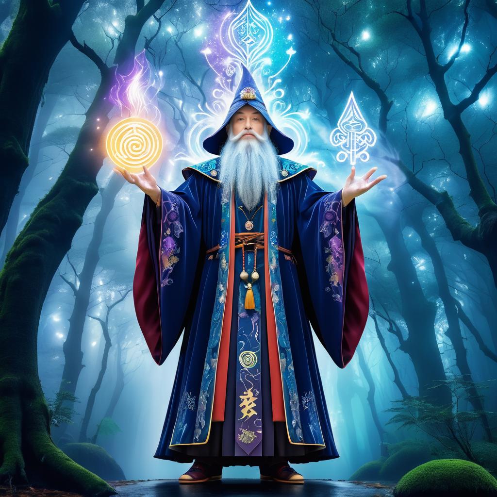 Mystical Wizard in Enchanted Forest