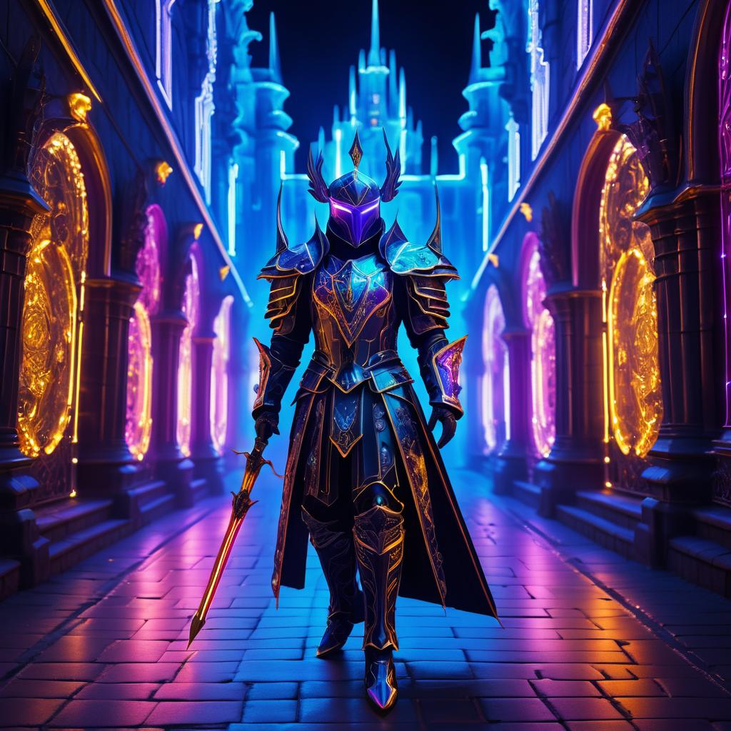 Futuristic Warlock in an Enchanted Castle