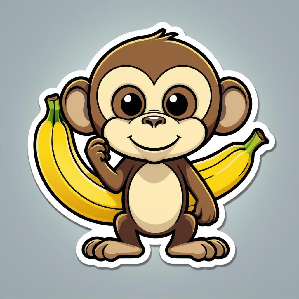 Colorful Scrub Monkey with Banana Sticker