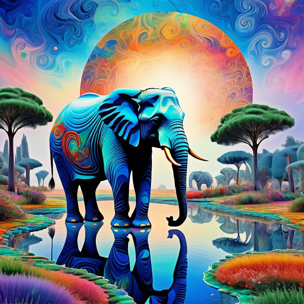 Surreal Elephant in Dreamlike Landscapes