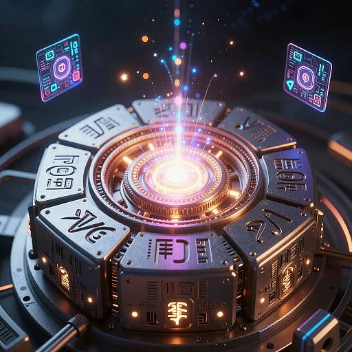 Luminous Alien AI Core Close-Up