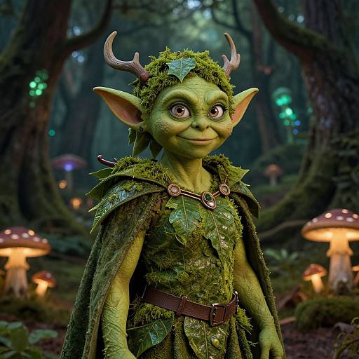 Realistic Female Green Goblin in Forest