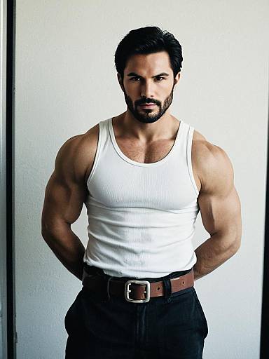 Muscular Man Wearing Compression Tank Costume