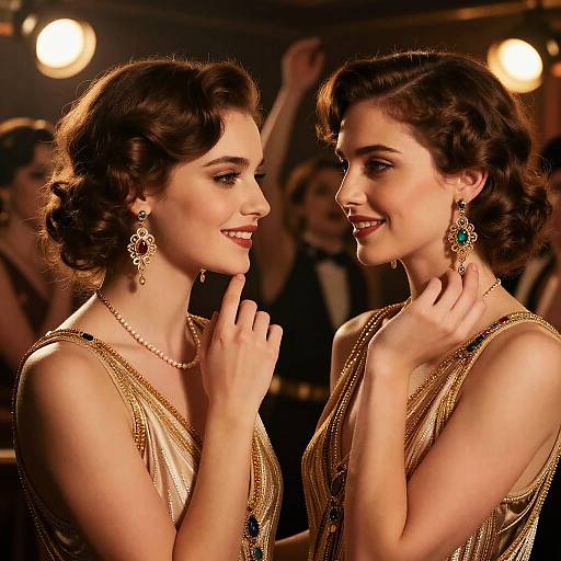 Elegant 1920s Flapper Girls in Jazz Lounge