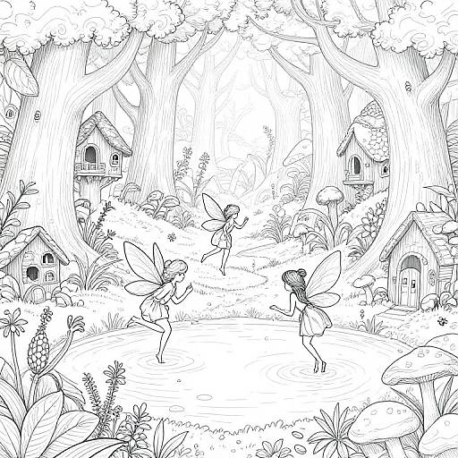 Enchanted Forest Fairy Garden Coloring
