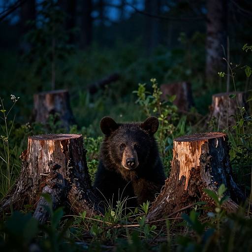 Nightfall Deforestation with Bear Cub