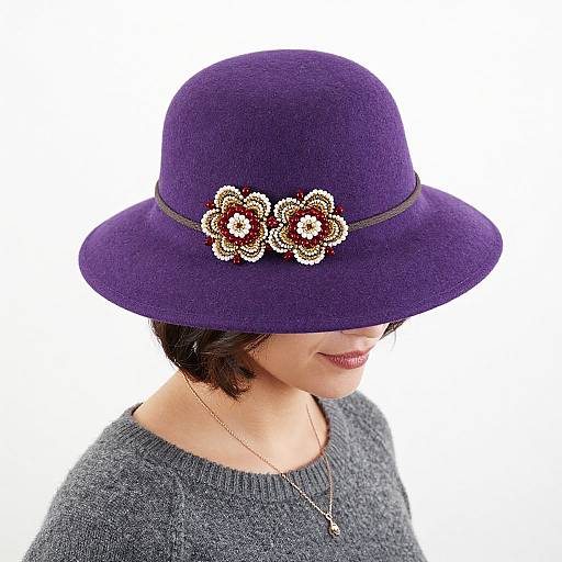 Stylish Woman in Purple Wool Hat