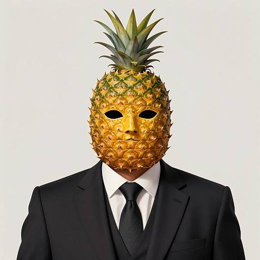 Hyperrealistic Pineapple Masked Portrait