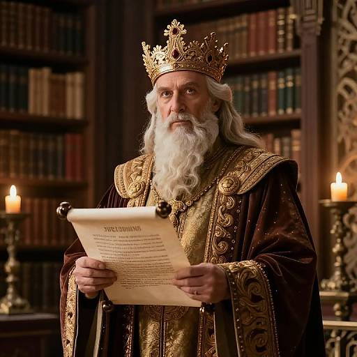 Wise Regent in Ancient Castle Library