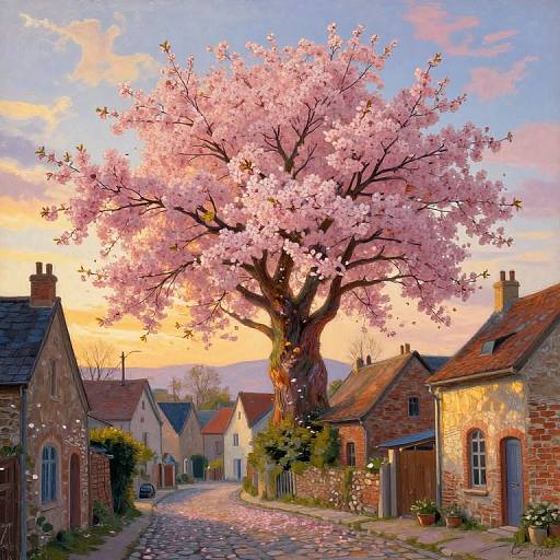 Whimsical Post-Impressionistic Cherry Blossom
