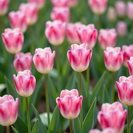 Vibrant Pink and White Tulips