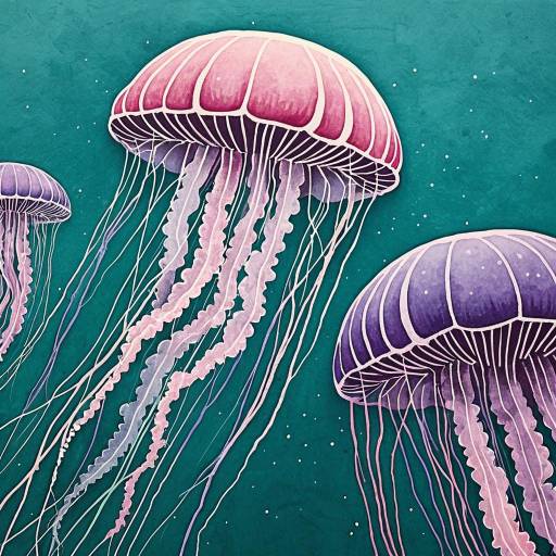 Cubist Jellyfish Wallpaper in Chalk Style