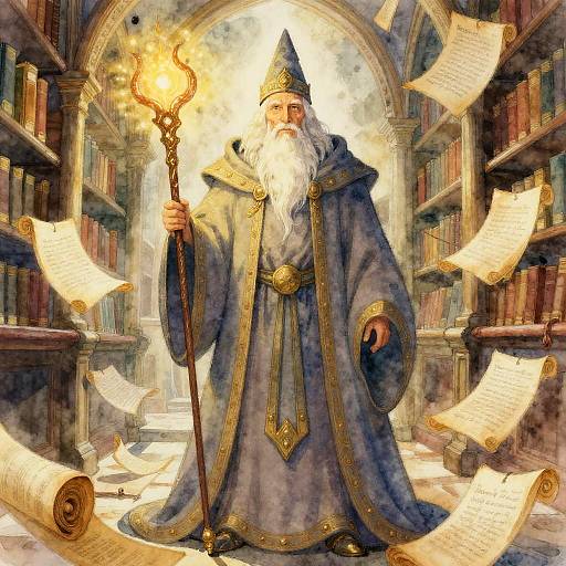 Wise Wizard in Enchanted Library
