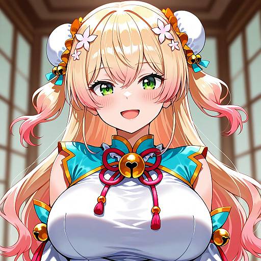 Illustration of Momosuzu nene (old design), hololive in the style of Kuya (hey36253625)