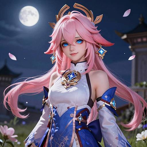 Fantasy Portrait in a Flower Meadow