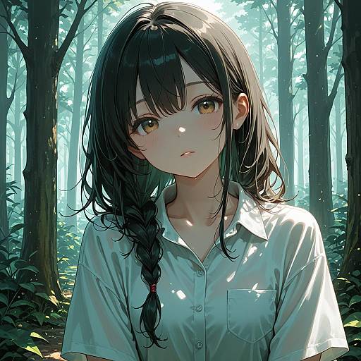 Forest Portrait: Woman Looking at Viewer