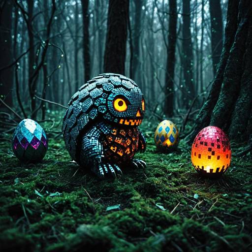 Glowing Pixel Art Creature and Easter Eggs in Enchanted Forest