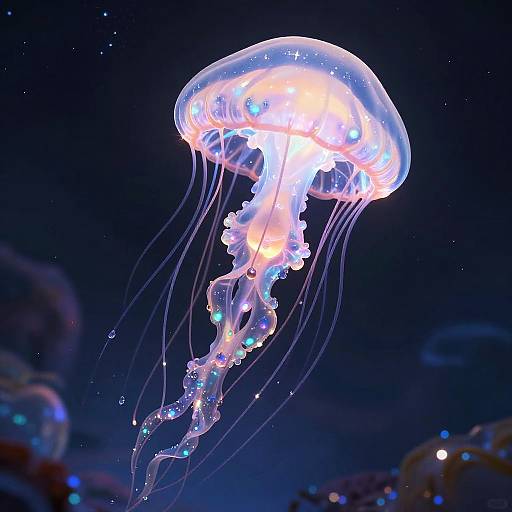 Radiant Jellyfish-Lynx Hybrid Fantasy