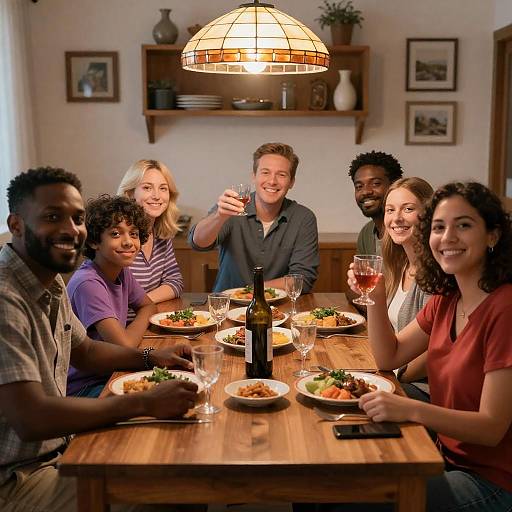 Warm Gathering Around a Dining Table