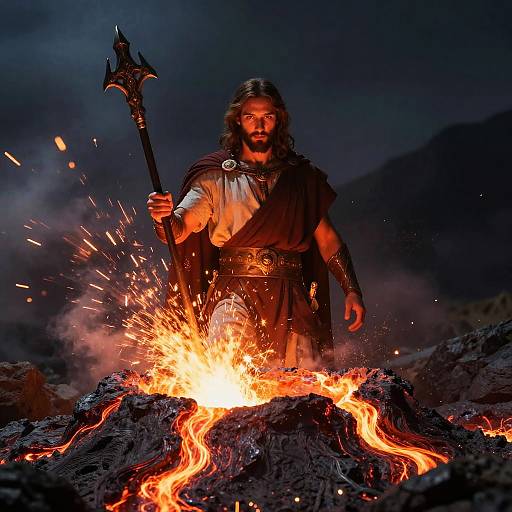 Jesus as Glowing Volcanic Warrior