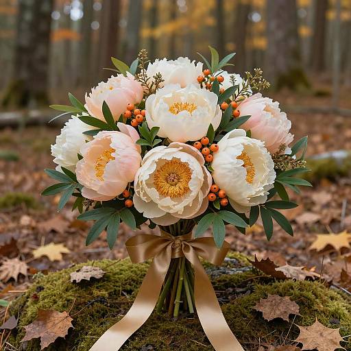 Elegant Autumn Peony Bouquet Display