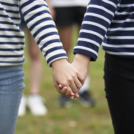 Girls Holding Hands Outdoors