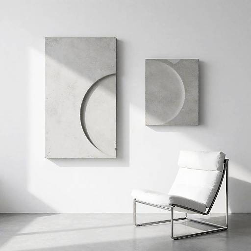 Minimalist Interior with Concrete Sculptures