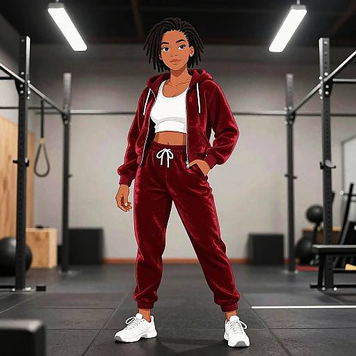 Confident Female Crossfit Athlete in Red