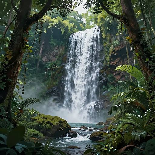 Fantasy Jungle Waterfall with Portal