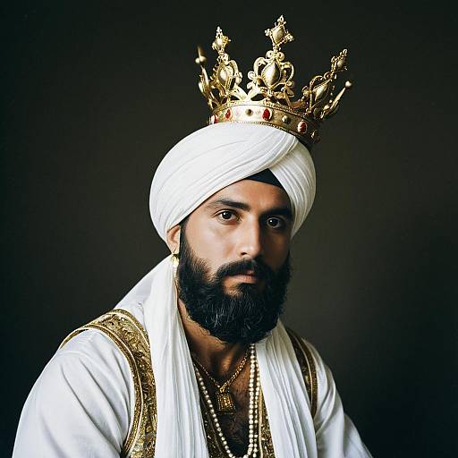 Man in White Turban and Gold Crown