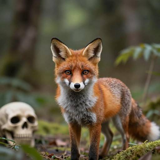 Vivid Realistic Fox-Cat in Lush Forest