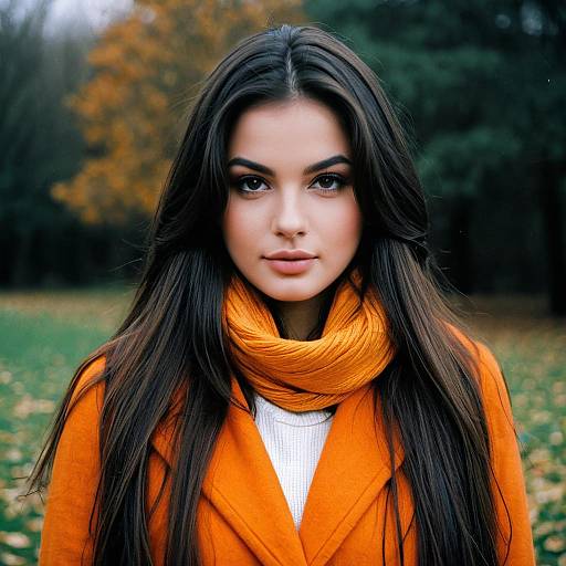 Girl in Costume with Orange Accents