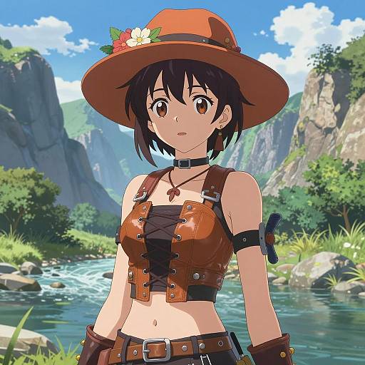 Vivid Anime Character in a Canyon