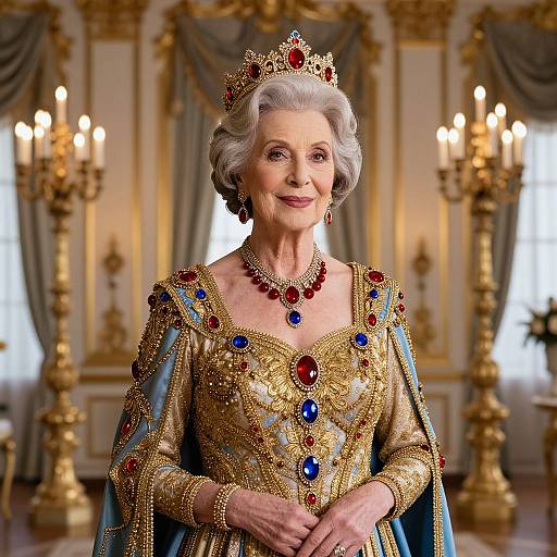 Elegant Elderly Woman in Regal Gown