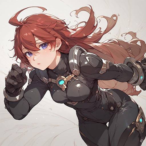 Red-Haired Anime Character in Bodysuit