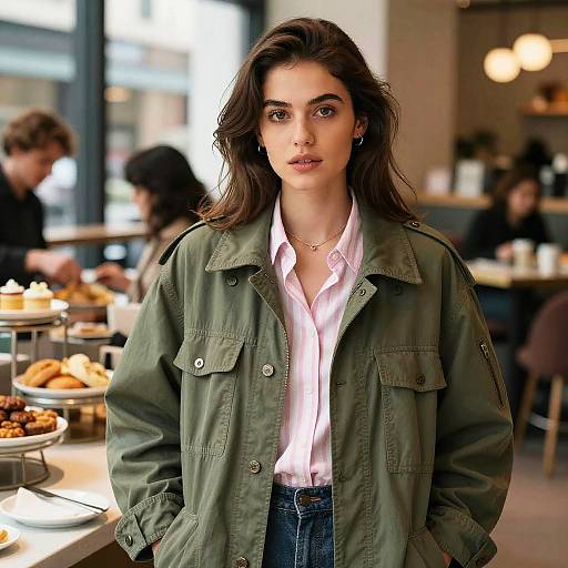 Woman at City Cafe in Ufotable Style