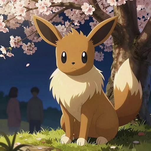 Feral Umbreon Under Cherry Blossom Tree