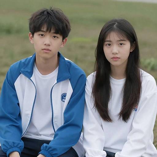 Serious Young Couple Outdoor Portrait